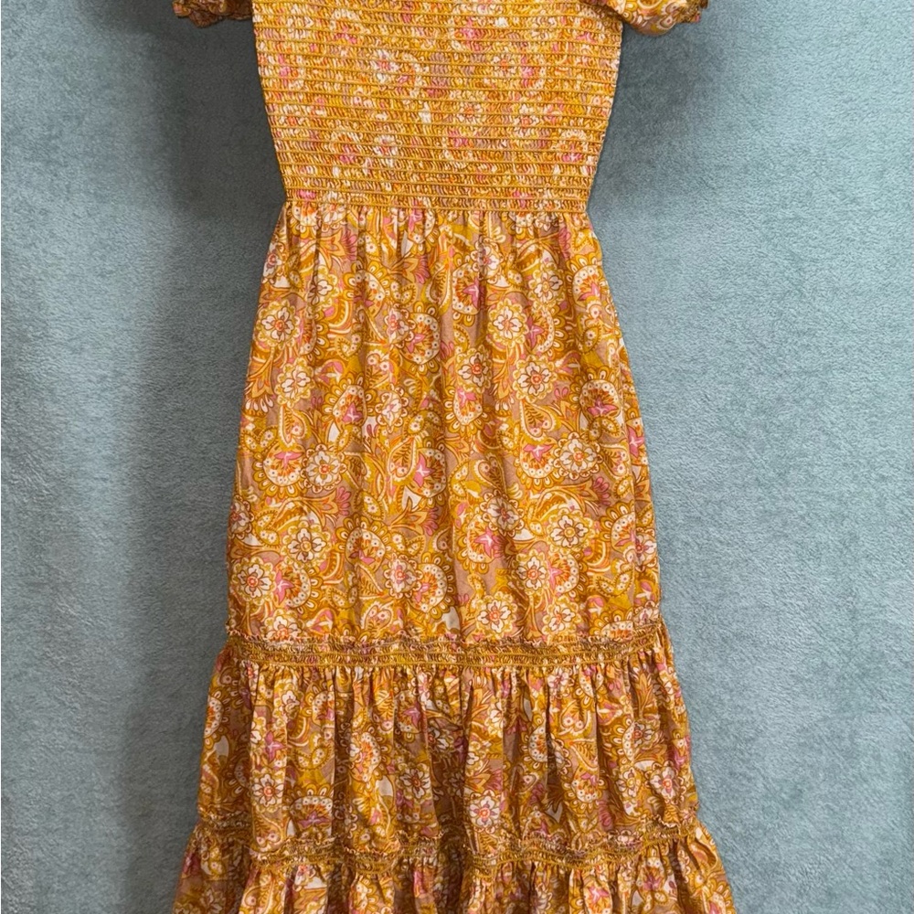 OPT Yellow Smocked Tiered Sundress with Flutter Sleeves Size XS - Picture 7 of 13
